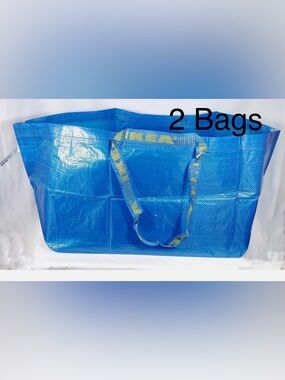 IKEA Bright Blue Tote with Yellow Logo Handles -2 Bags